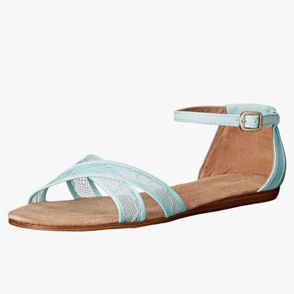 TOMS Correa light mint blue crisscross open toe lace ankle strap sandals size 9